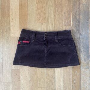 Y2K 2000s chocolate brown corduroy mini skirt